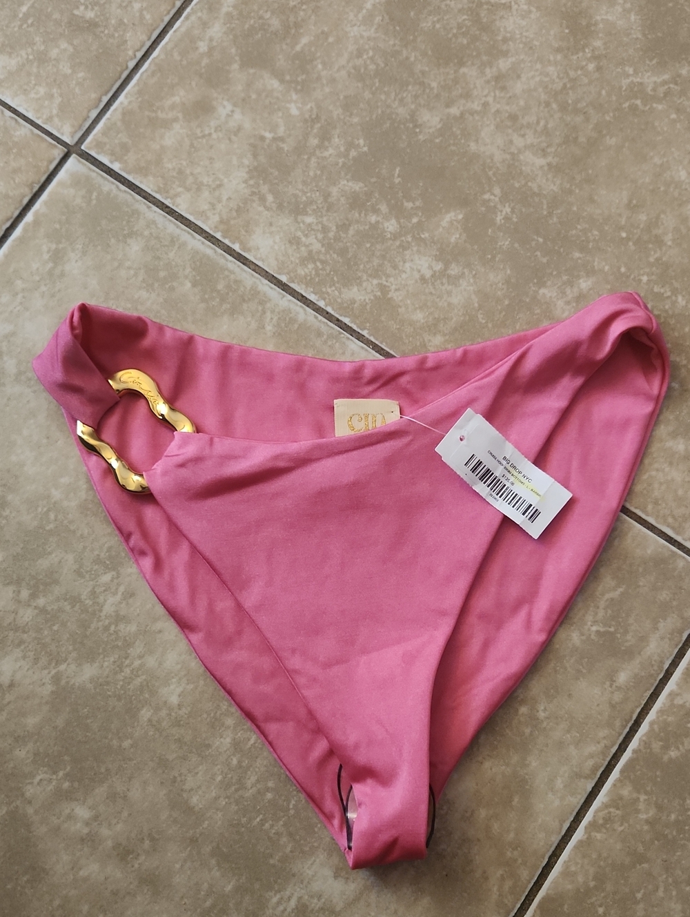 Cin Cin Pink Bikini Bottom with Gold Chain Accent